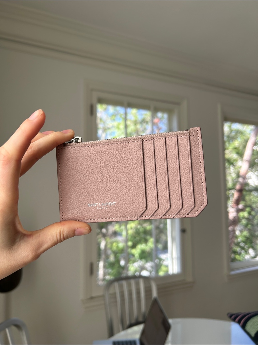 SAINT LAURENT PARIS FRAGMENTS ZIPPED CARD CASE